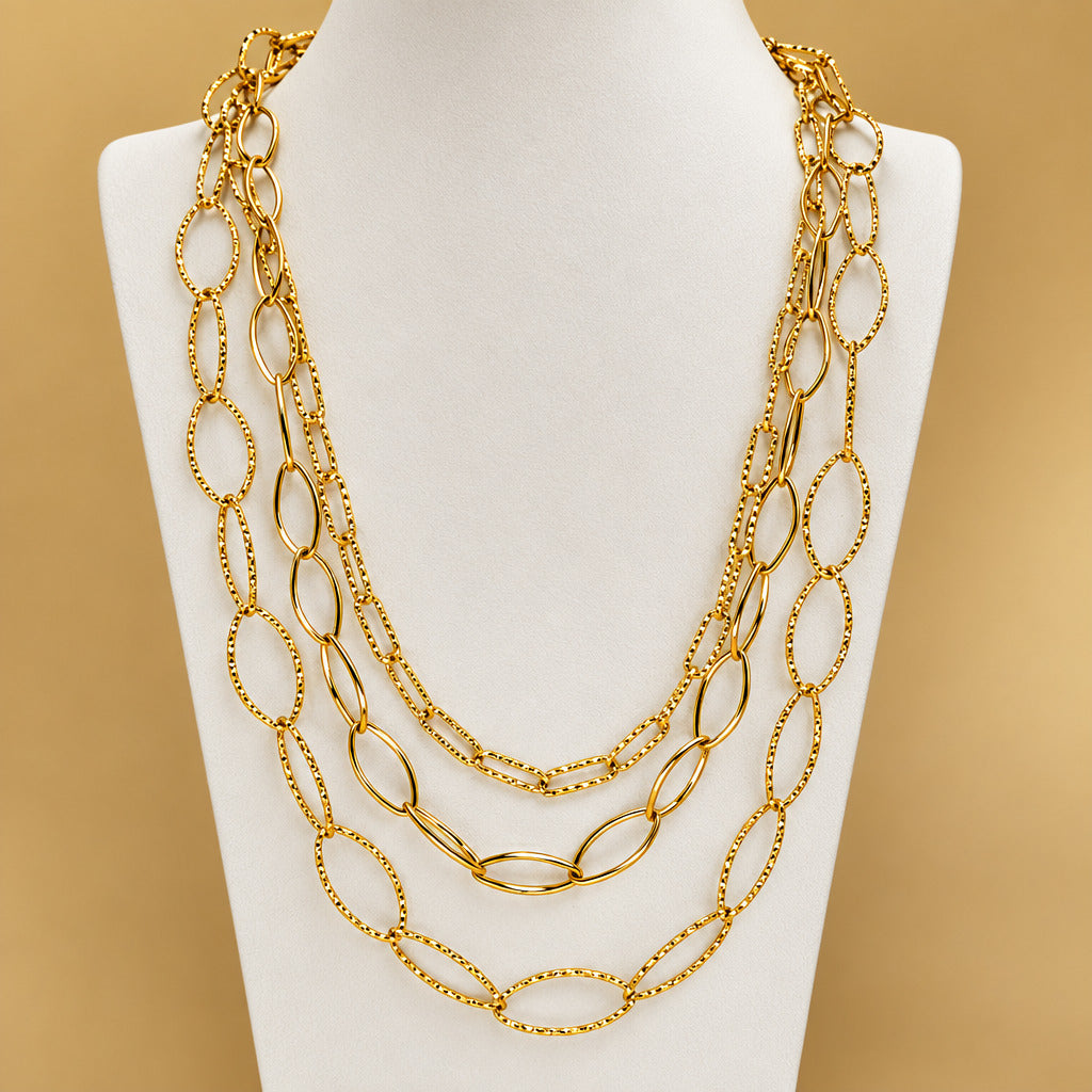 Collier multi-chaînes doré
