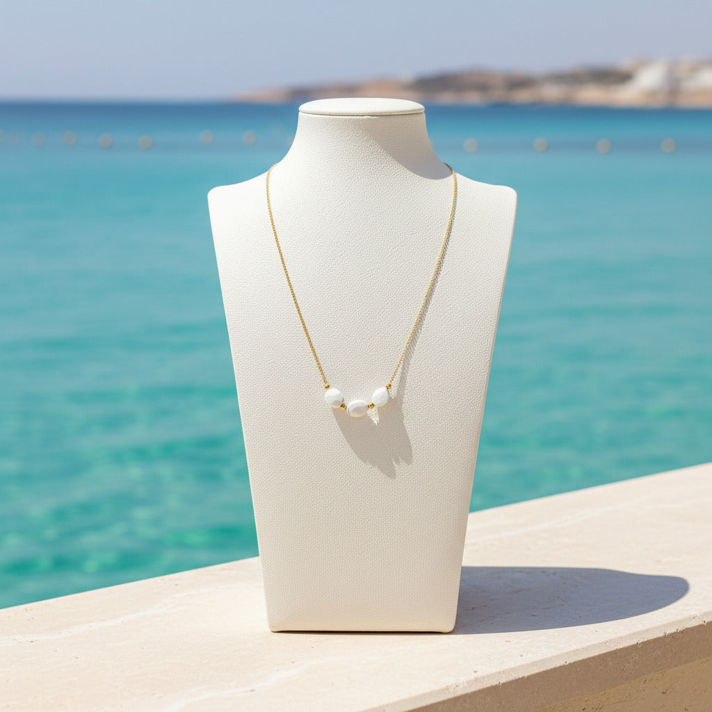 Collier en howlite blanche