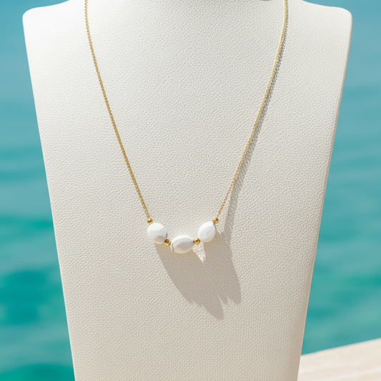 Collier en howlite blanche