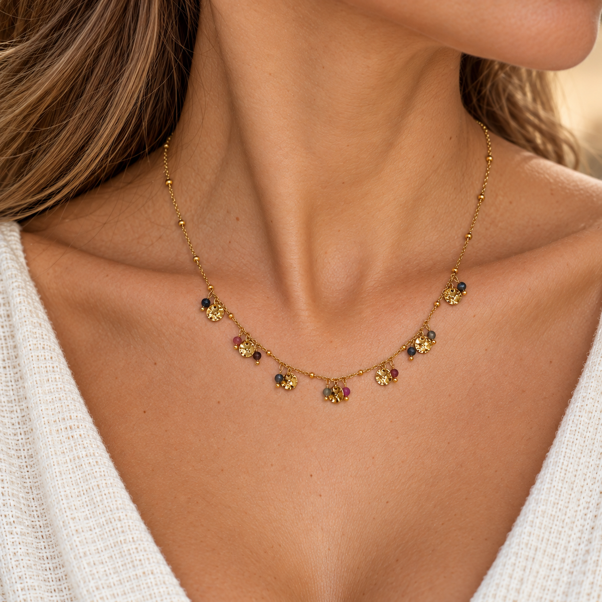 Collier pampilles colorées