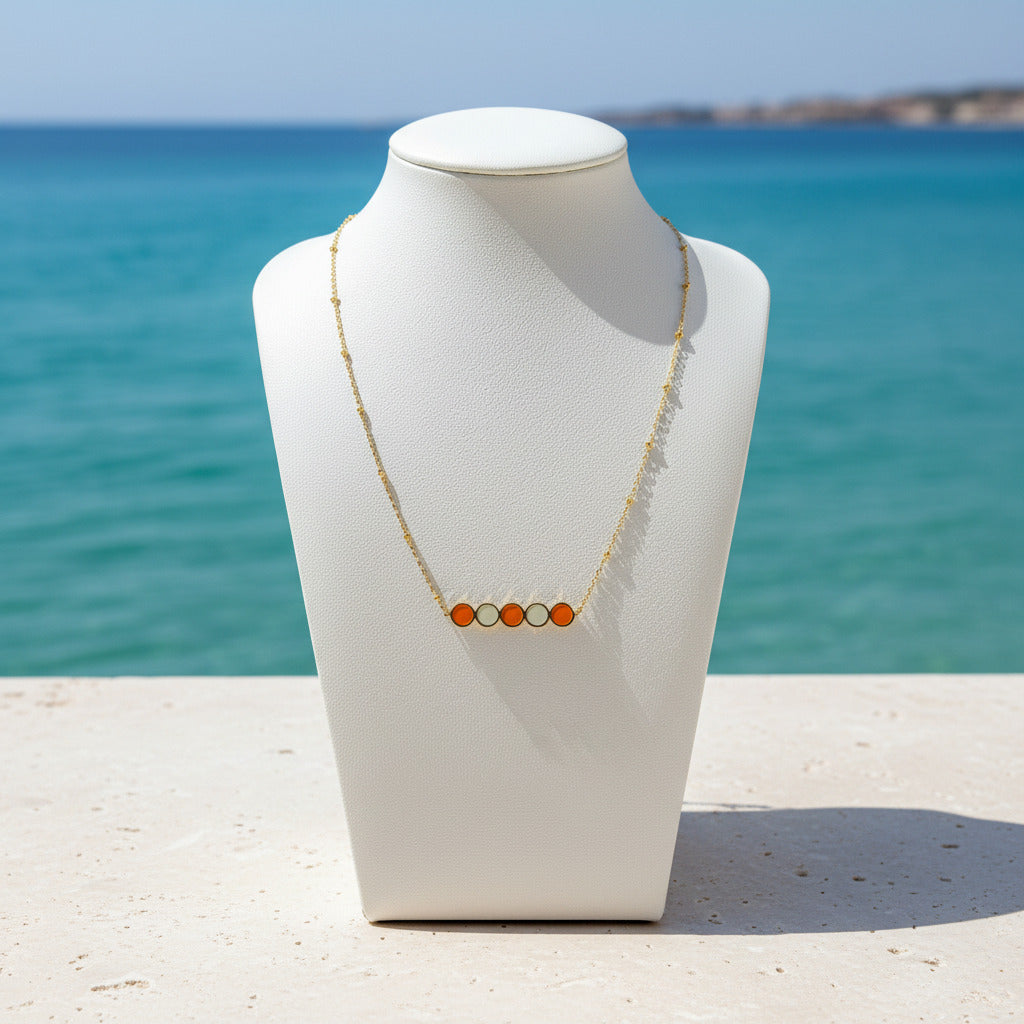 Collier Harmonie Orange & Blanc