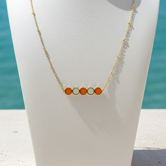 Collier Harmonie Orange & Blanc